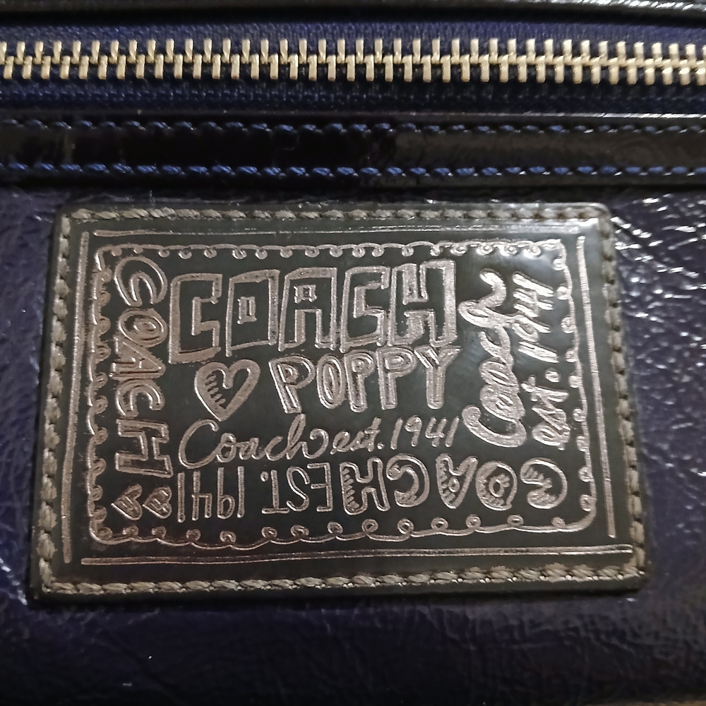 Coach Bundle- Vintage Rare Blue Poppy Clutch, Bag Tag & Envelope - Picture 7 of 13